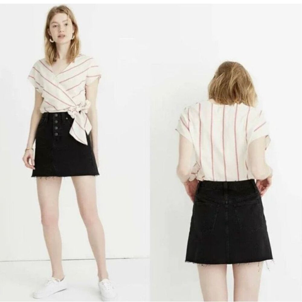 Madewell Rigid Denim A-Line Mini Skirt (Black) 28